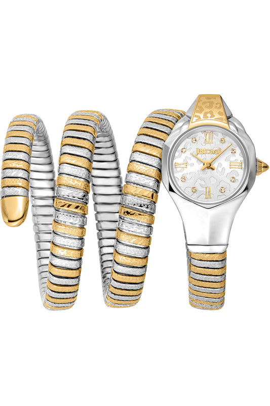 Just Cavalli Analog Quartz Snake Watch with Stainless Steel Strap