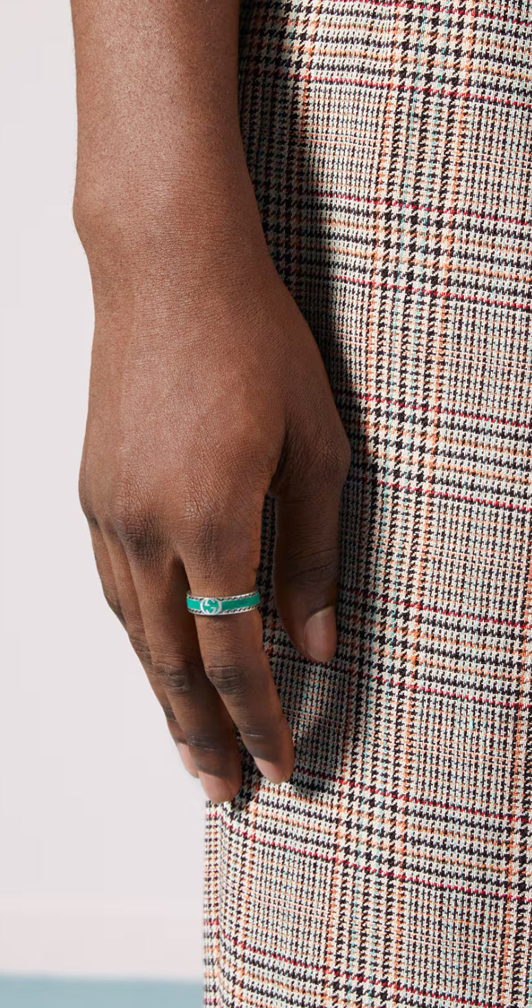 Gucci Turquoise Enamel Interlocking Ring