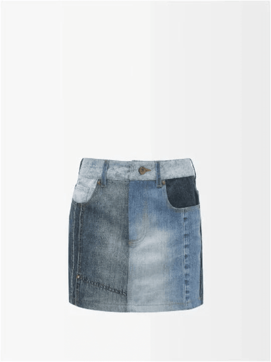 AHLUWALIA Rework Denim Mini Skirt